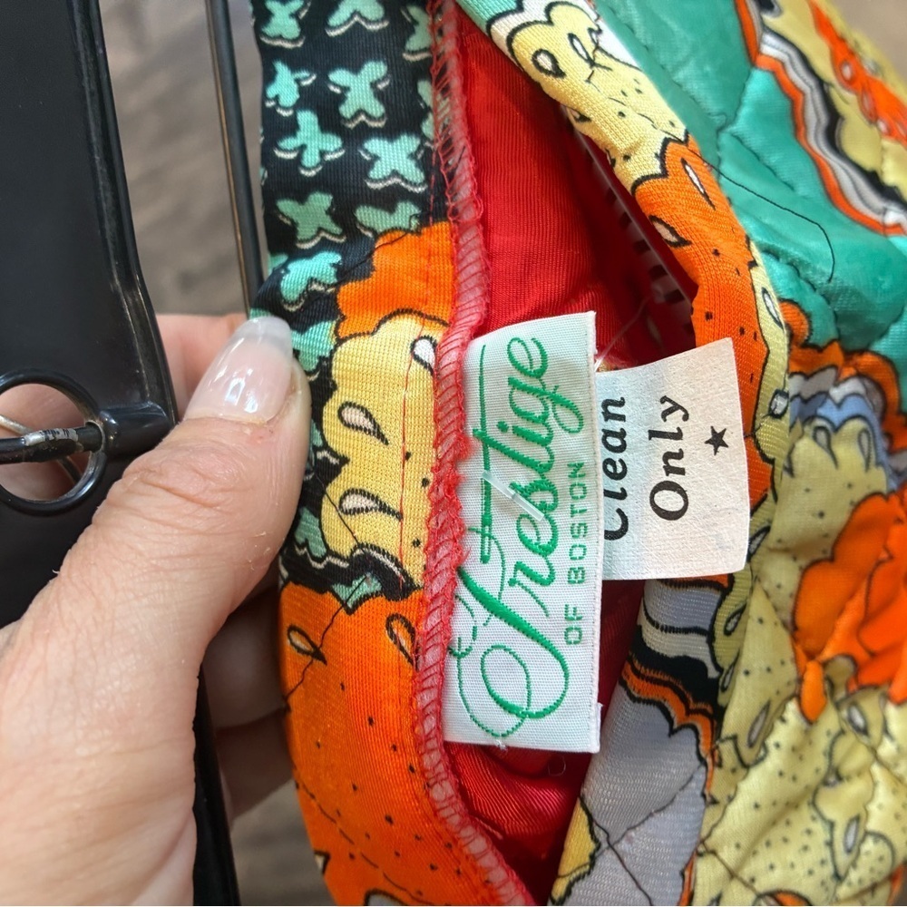 Vintage puff print skirt with teal orange and yellow S - Picture 2 of 3